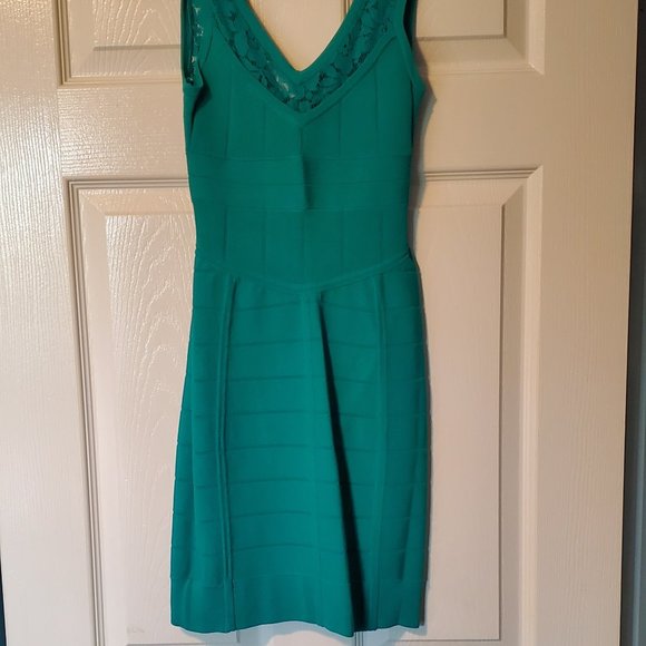 French Connection Teal Bodycon Bandage Dress - Picture 1 of 2